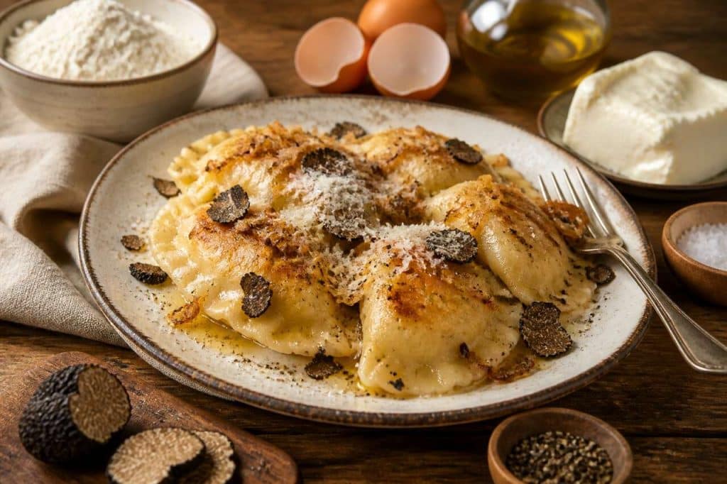 Pierogi ruskie aux saveurs de truffe et parmesan fondant