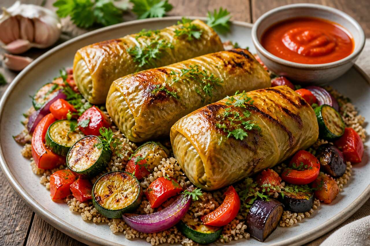 Gołąbki au quinoa et légumes grillés : recette healthy de choux farcis