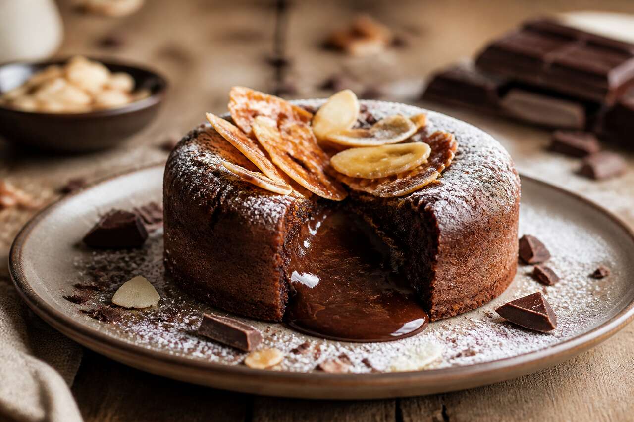 Gâteau fondant au chocolat et éclats de bezik