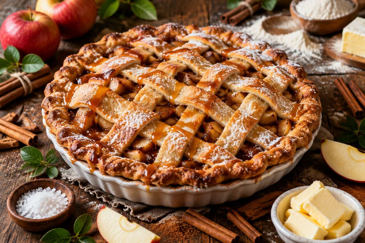 Szarlotka à la cannelle et au caramel salé
