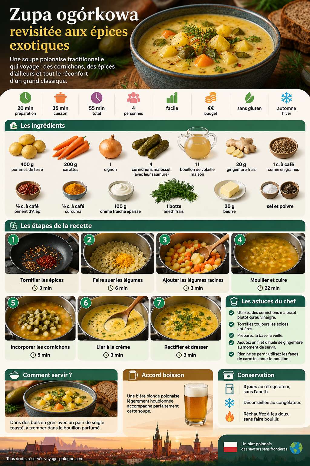 Fiche recette Zupa ogórkowa revisitée aux épices exotiques Fiche recette Zupa ogórkowa revisitée aux épices exotiques